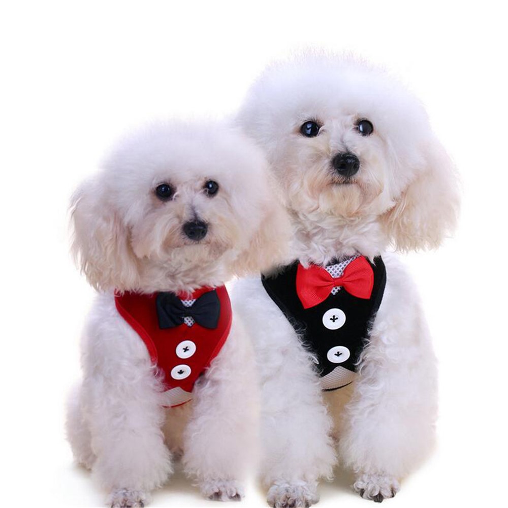 Suit Pattern Dog Harness Pet Breast Harness Safety Mesh Strap - Black / Size: L-3