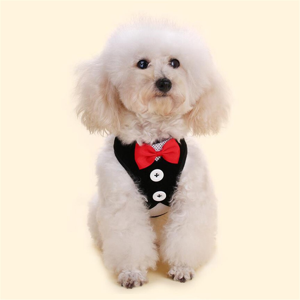 Suit Pattern Dog Harness Pet Breast Harness Safety Mesh Strap - Black / Size: L-5