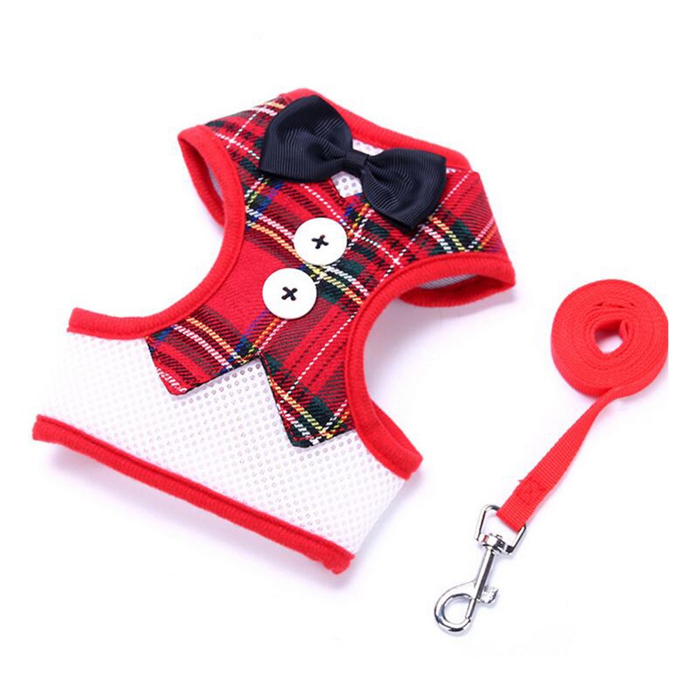 Suit Pattern Pet Harness Dog Breast Harness Safety Mesh Strap - Grid Pattern / Size: S-1