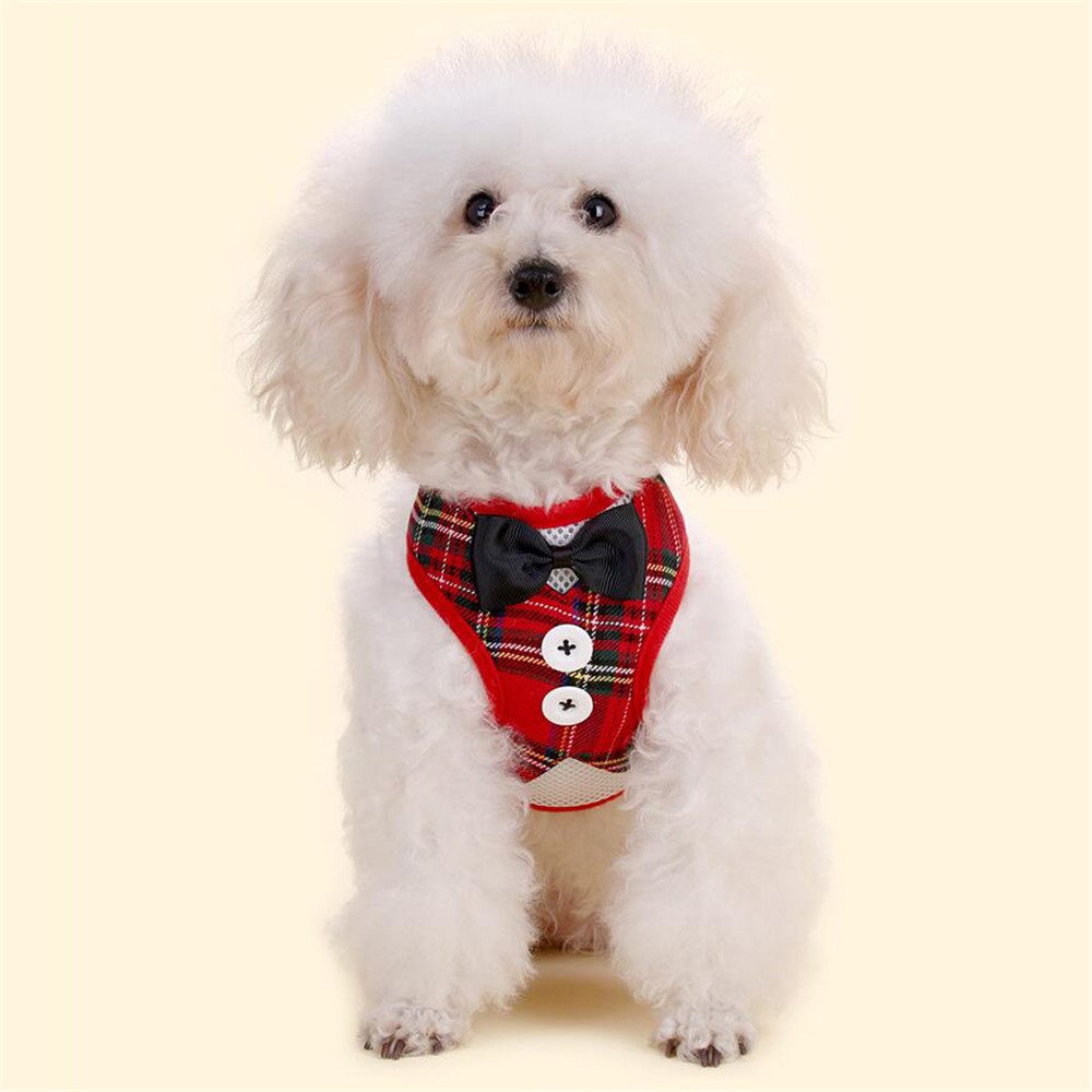 Suit Pattern Pet Harness Dog Breast Harness Safety Mesh Strap - Grid Pattern / Size: S-2