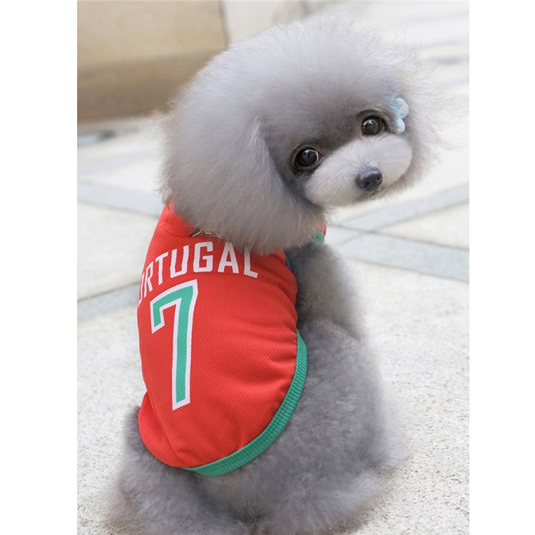 World Cup Soccer Jersey Cool Spring/Summer Breathable Vests Puppy Outdoor Sportswear Football Clothes - Size: 5XL / Red Number 7 Portugal-2