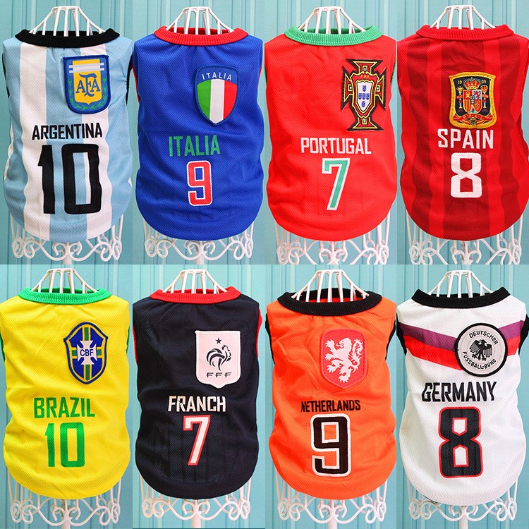 World Cup Soccer Jersey Cool Spring/Summer Breathable Vests Puppy Outdoor Sportswear Football Clothes - Size: 5XL / Red Number 7 Portugal-3