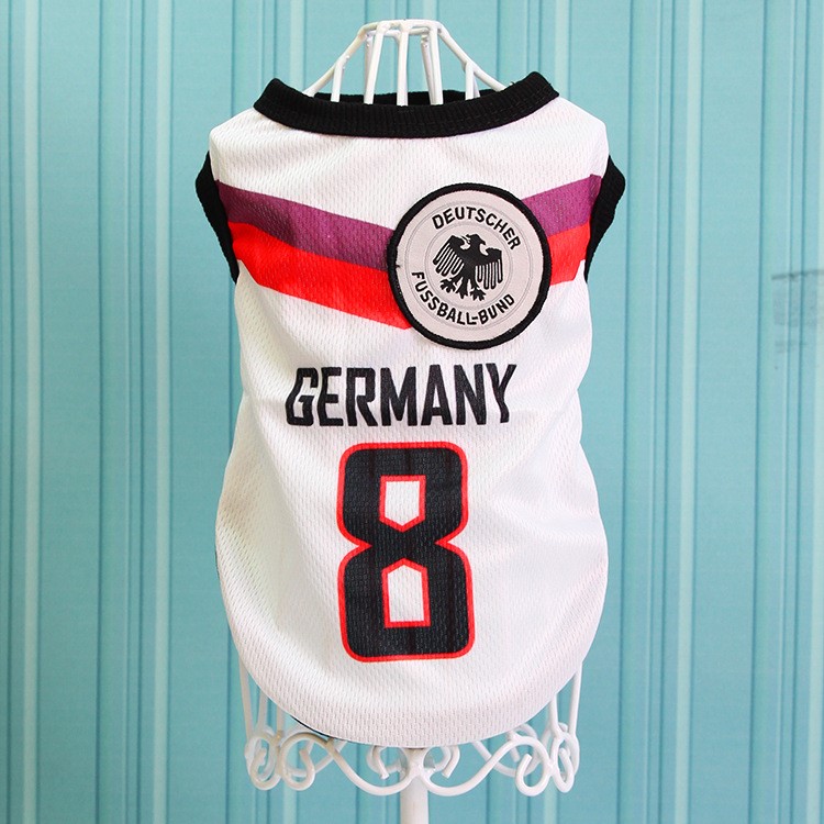 World Cup Soccer Jersey Cool Spring/Summer Dogs Vests Puppy Outdoor Sportswear Football Clothes - Size: 5XL / White Number 8 Germany-1
