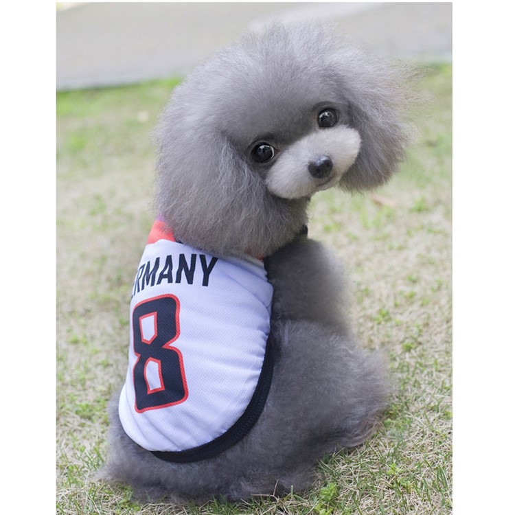 World Cup Soccer Jersey Cool Spring/Summer Dogs Vests Puppy Outdoor Sportswear Football Clothes - Size: 5XL / White Number 8 Germany-2