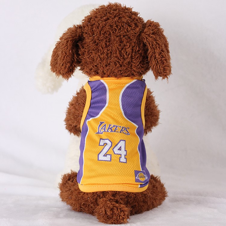 World Cup Soccer Jersey Breathable Spring/Summer Dogs Vests Puppy Outdoor Sportswear Football Clothes - Size: 6XL / Yellow and Purple Number 24 Lakers-1