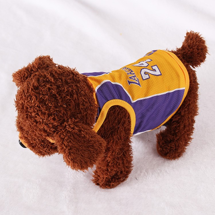 World Cup Soccer Jersey Breathable Spring/Summer Dogs Vests Puppy Outdoor Sportswear Football Clothes - Size: 6XL / Yellow and Purple Number 24 Lakers-2