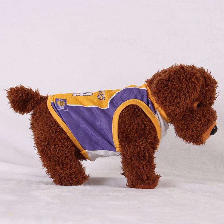 World Cup Soccer Jersey Breathable Spring/Summer Dogs Vests Puppy Outdoor Sportswear Football Clothes - Size: 6XL / Yellow and Purple Number 24 Lakers-3