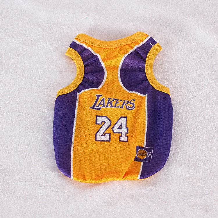 World Cup Soccer Jersey Breathable Spring/Summer Dogs Vests Puppy Outdoor Sportswear Football Clothes - Size: 6XL / Yellow and Purple Number 24 Lakers-4