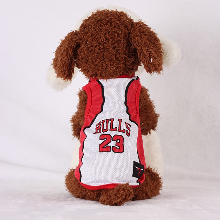 World Cup Soccer Jersey Cool Spring/Summer Breathable Vests Puppy Sportswear Football Clothes - Size: 3XL / Red and White Number 23 Bulls-1