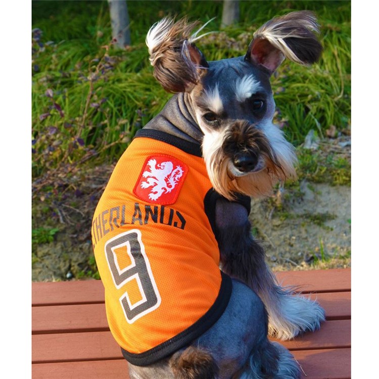 World Cup Soccer Jersey Cool Spring/Summer Vests Puppy Outdoor Sportswear Football Clothes - Size: XXL / Orange Number 9 Netherlands-2