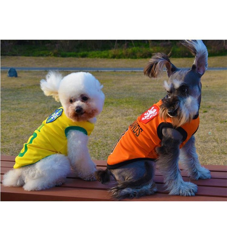 World Cup Soccer Jersey Cool Spring/Summer Vests Puppy Outdoor Sportswear Football Clothes - Size: XXL / Orange Number 9 Netherlands-3