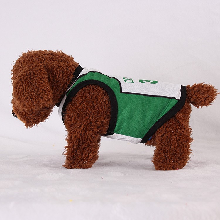 World Cup Soccer Jersey Cool Spring/Summer Breathable Dogs Puppy Outdoor Sportswear Football Clothes - Size: XL / White and Green Number 34 Celtics-2