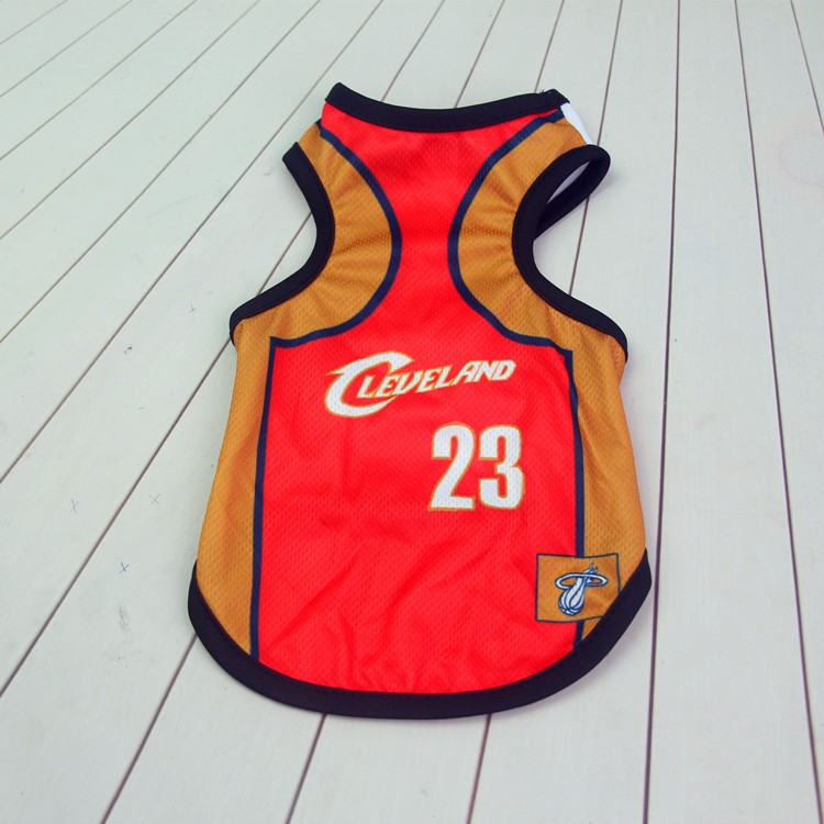 World Cup Soccer Jersey Breathable Spring/Summer Dogs Vests Puppy Outdoor Sportswear Football Clothes - Size: L / Red and Brown Number 23 Cleveland-1