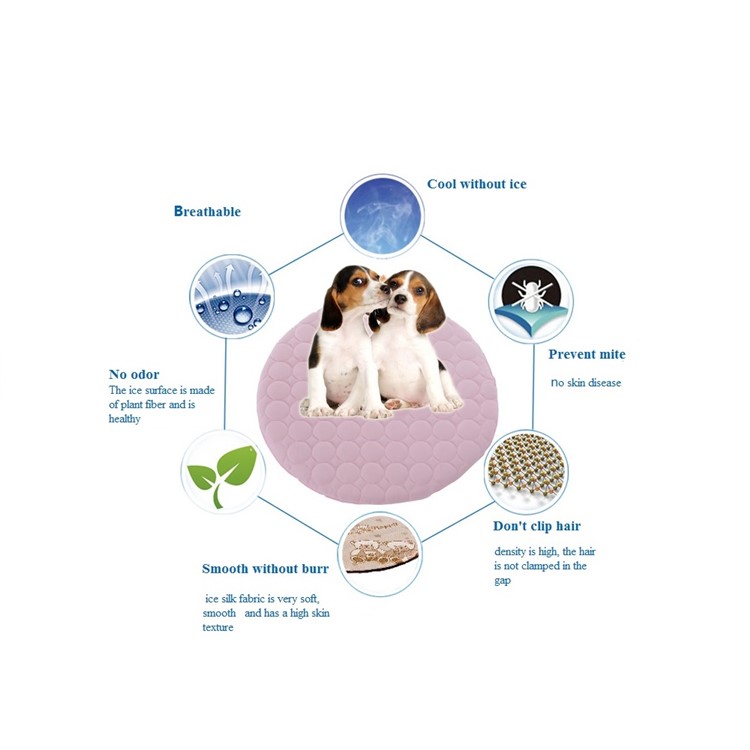 Portable Summer Cooling Ice Mat Heat Dissipation Puppy Pet Cool Pad, Size: 70 x 56cm - Pink-3