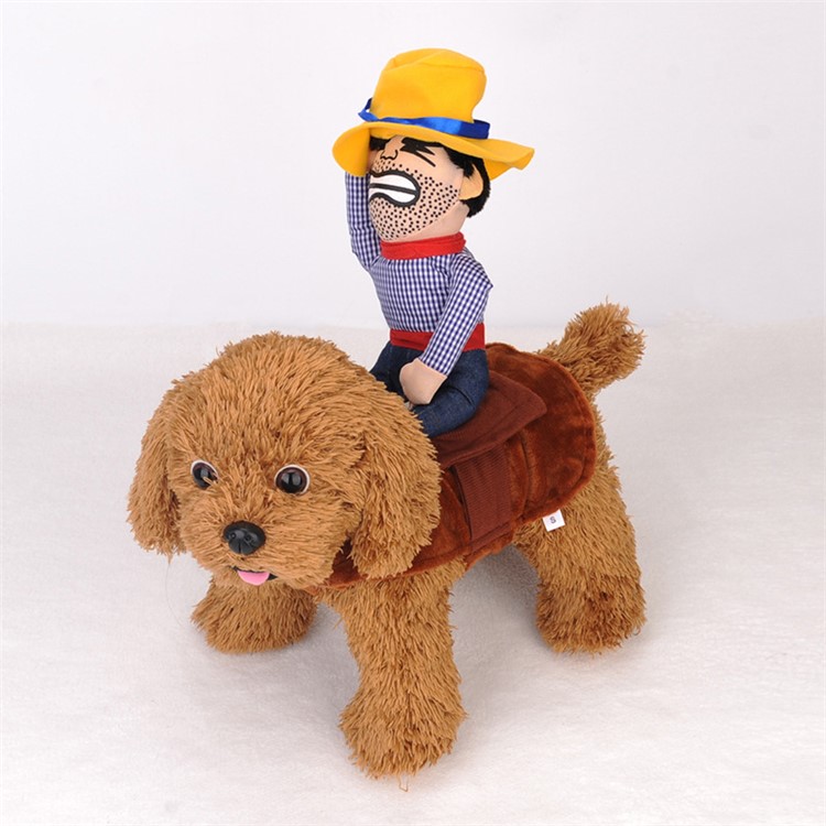 Funny Riding Horse Dog Cloth Halloween Party Pet Costume - Cowboy in Hat / Size: S-1