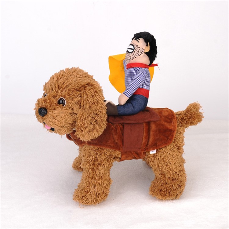 Funny Riding Horse Dog Cloth Halloween Party Pet Costume - Cowboy in Hat / Size: S-2