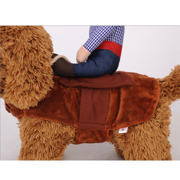 Funny Riding Horse Dog Cloth Halloween Party Pet Costume - Cowboy in Hat / Size: S-7