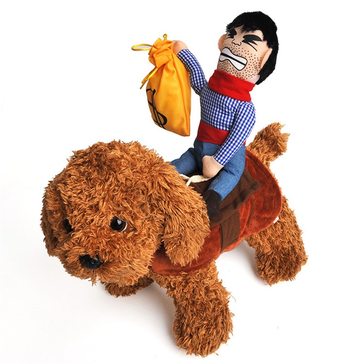 Fashion Riding Horse Dog Cloth Halloween Party Pet Costume - Boy Holding Bag / Size: L-1