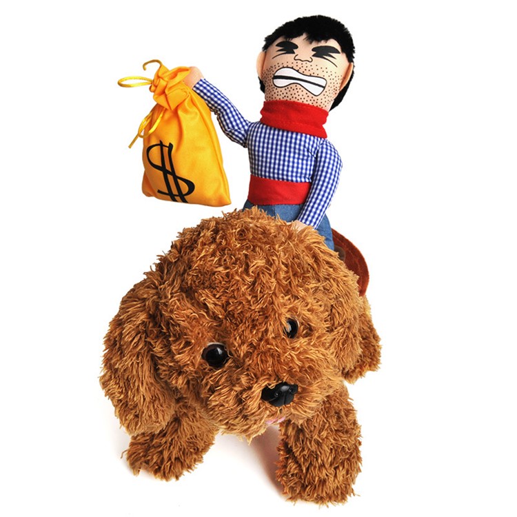 Fashion Riding Horse Dog Cloth Halloween Party Pet Costume - Boy Holding Bag / Size: L-2