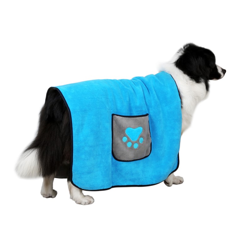 Pet Cat Bathrobe 800GSM Microfiber Quickly Absorbing Water Bath Towel - Blue-3