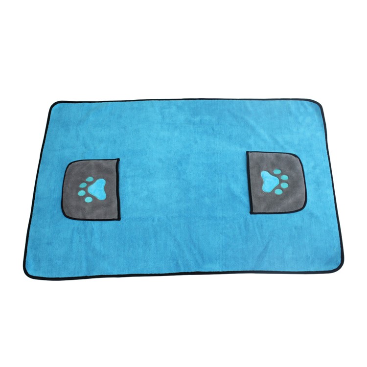 Pet Cat Bathrobe 800GSM Microfiber Quickly Absorbing Water Bath Towel - Blue-4