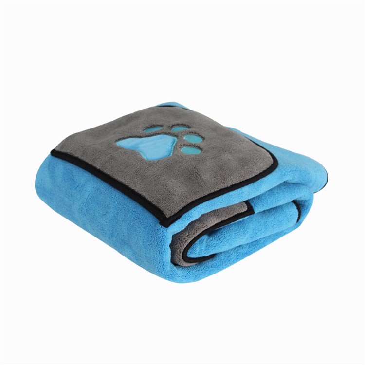 Pet Cat Bathrobe 800GSM Microfiber Quickly Absorbing Water Bath Towel - Blue-5