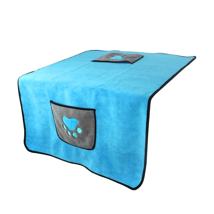 Pet Cat Bathrobe 800GSM Microfiber Quickly Absorbing Water Bath Towel - Blue-6
