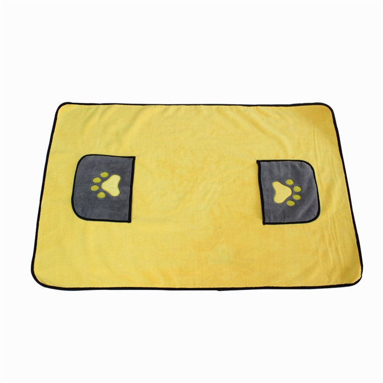 Pet Dog Washcloth 800GSM Microfiber Quickly Absorbing Water Bath Towel - Yellow-1