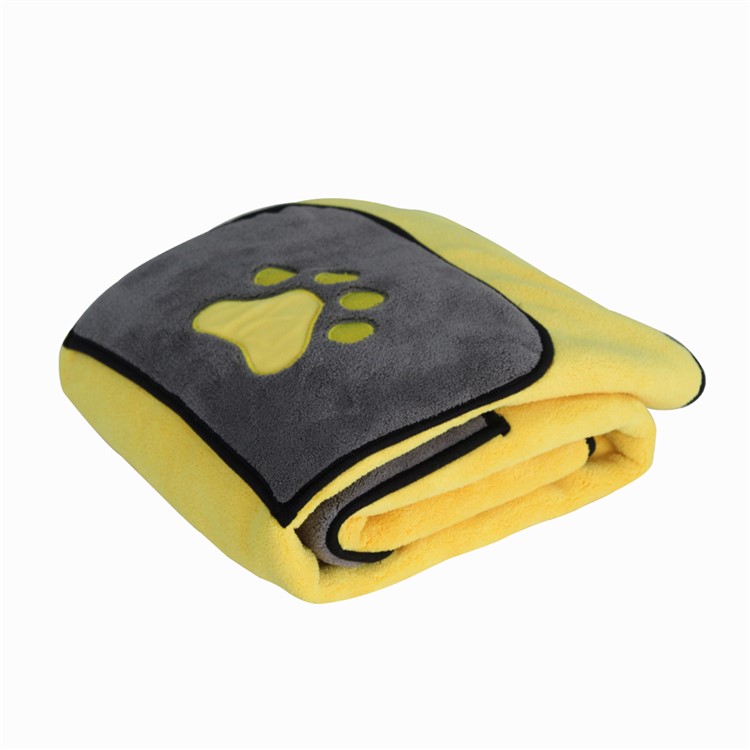 Pet Dog Washcloth 800GSM Microfiber Quickly Absorbing Water Bath Towel - Yellow-2