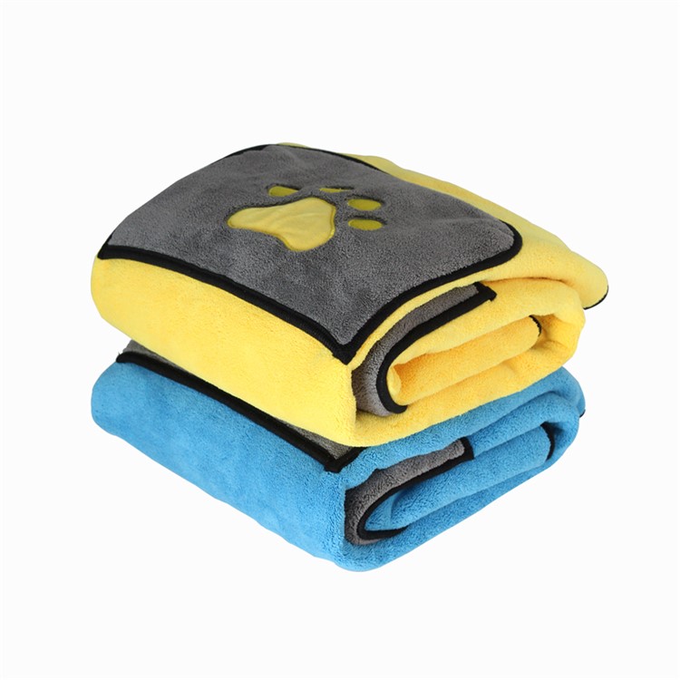 Pet Dog Washcloth 800GSM Microfiber Quickly Absorbing Water Bath Towel - Yellow-7