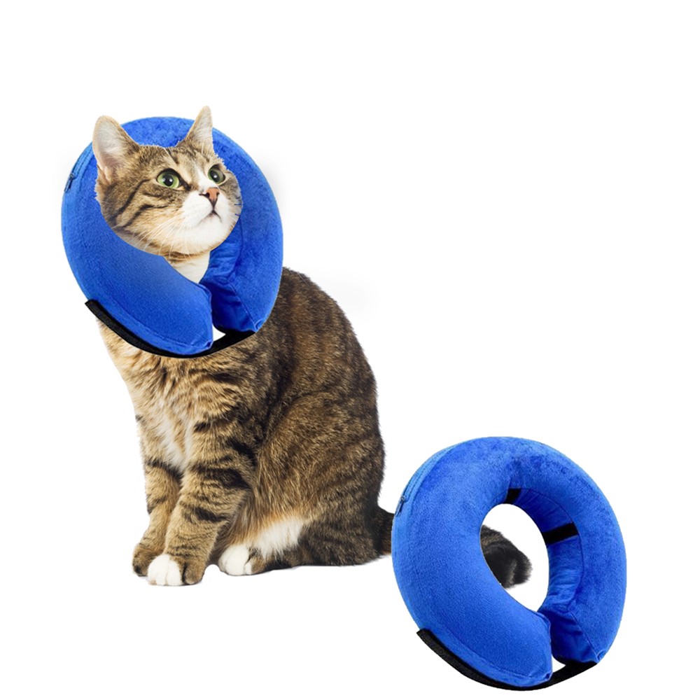 Dog Inflatable Collar Dog Cat Short Plush Anti-lick Ring Collar - Size: XS-1