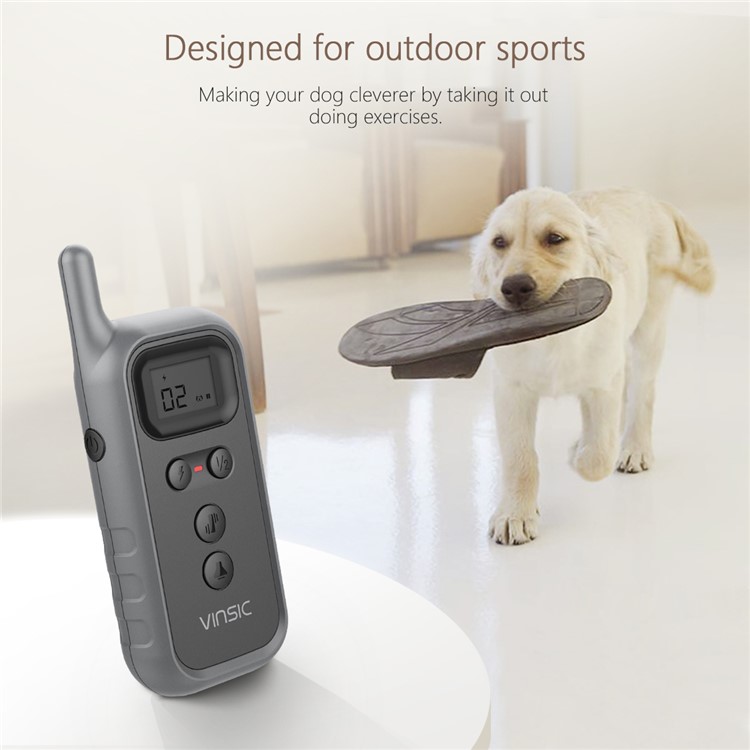 VINSIC VSAA014 Rechargeable Dog Training Collar 5 Levels 100 Meters Remote Control with LCD Display-2