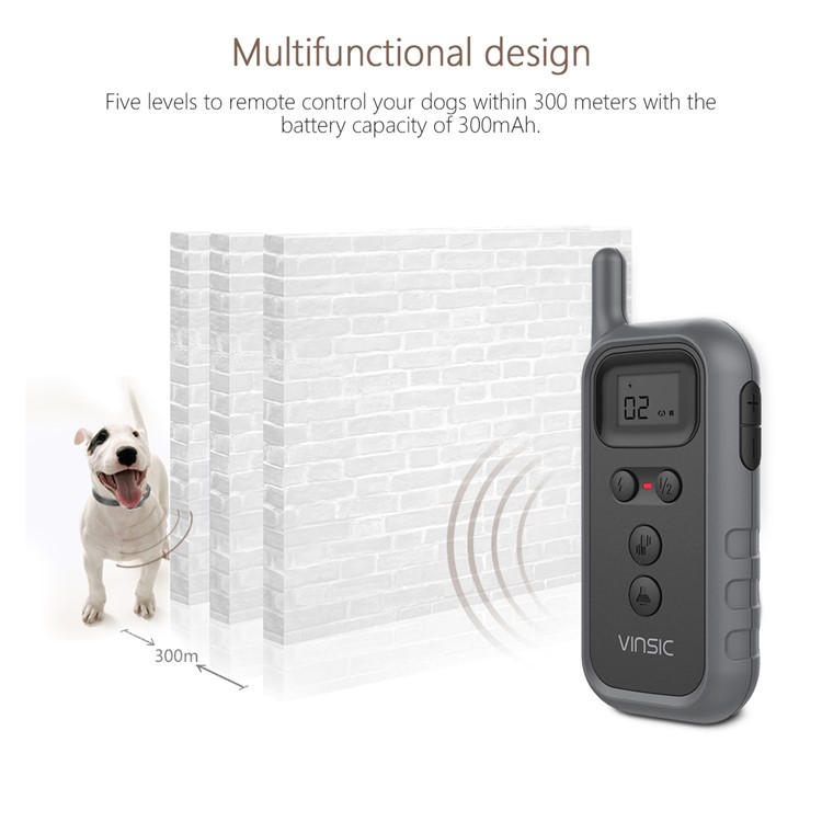 VINSIC VSAA014 Rechargeable Dog Training Collar 5 Levels 100 Meters Remote Control with LCD Display-6