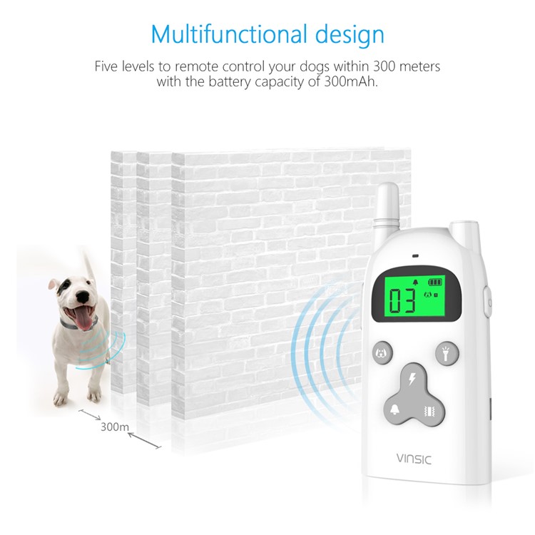 VINSIC VSAA006 Dog Training Collar 300 Meters Remote Control with LCD Display-7