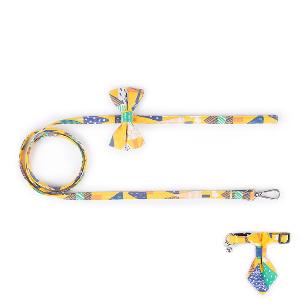 120cm Lovely Bowknot Dog Pet Chain Traction Rope Training Leash - Yellow-1