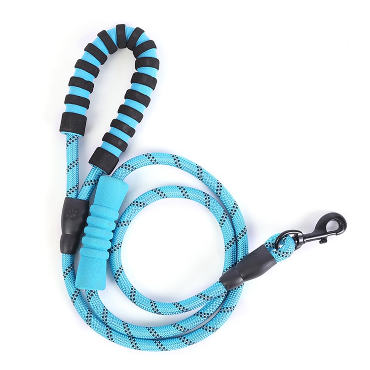 Reflective Nylon Dog Pet Round Traction Rope Belt with Padded Handle - Blue-1