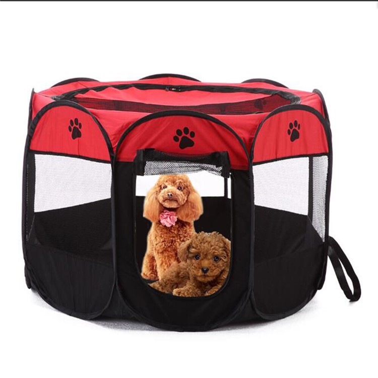 8-side Foldable 600D Pet House Tent Dog Cat Tent Puppy Tent Kennel, Size: 90 x 90 x 58cm - Red-1