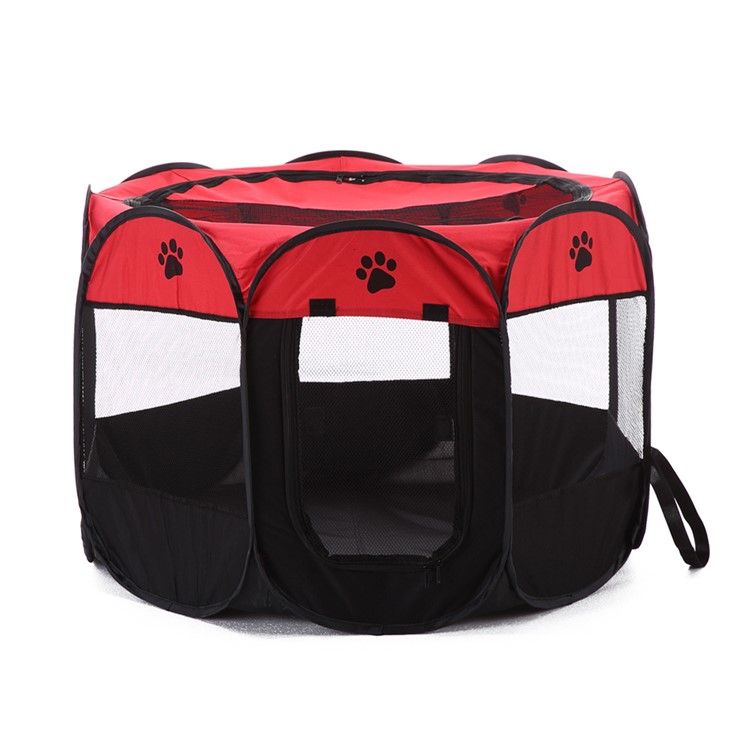 8-side Foldable 600D Pet House Tent Dog Cat Tent Puppy Tent Kennel, Size: 90 x 90 x 58cm - Red-2