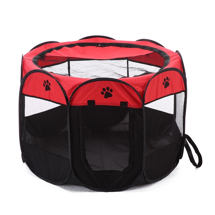 8-side Foldable 600D Pet House Tent Dog Cat Tent Puppy Tent Kennel, Size: 90 x 90 x 58cm - Red-3