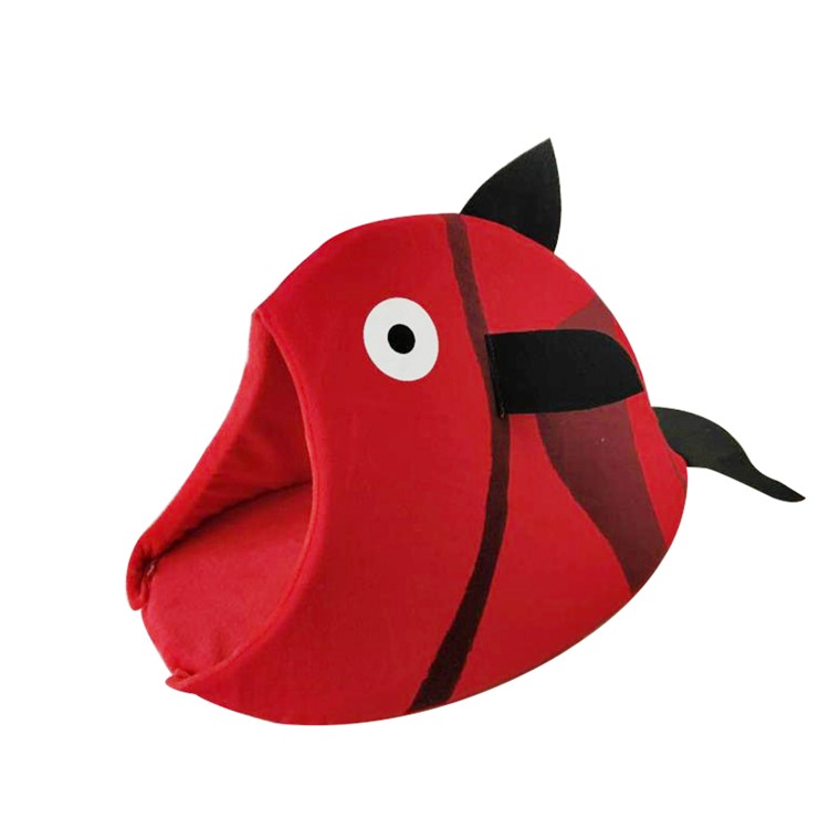 Breathable Fish Shaped Pet Cat Sleeping Bag Felt Nest Cat Litter, Size: L - Red-2