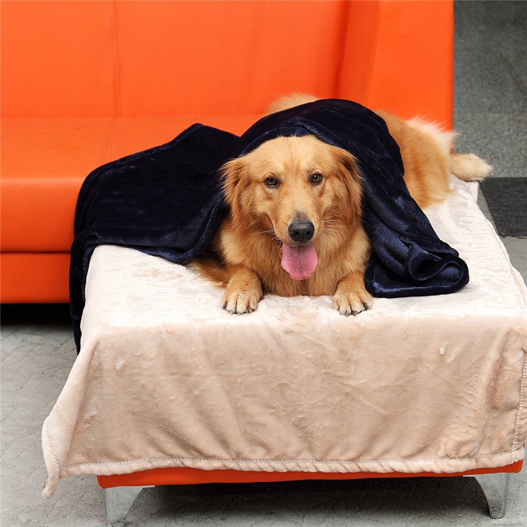 Soft Warm Flannel Pet Cat Dog Blanket Cushion, Size: 80x120cm - Camel Color-3