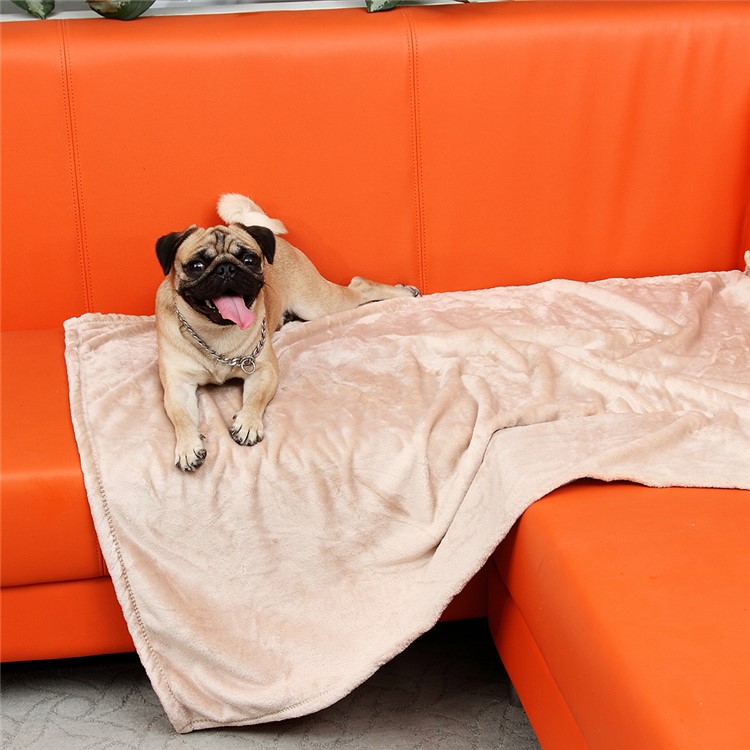 Soft Warm Flannel Pet Cat Dog Blanket Cushion, Size: 80x120cm - Camel Color-7