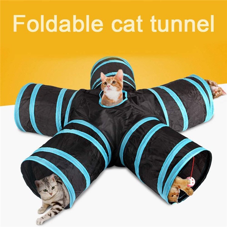 Folding Cat Tunnel Kitten Play and Rest Product Five Channels Pet Tunnel Toys-1