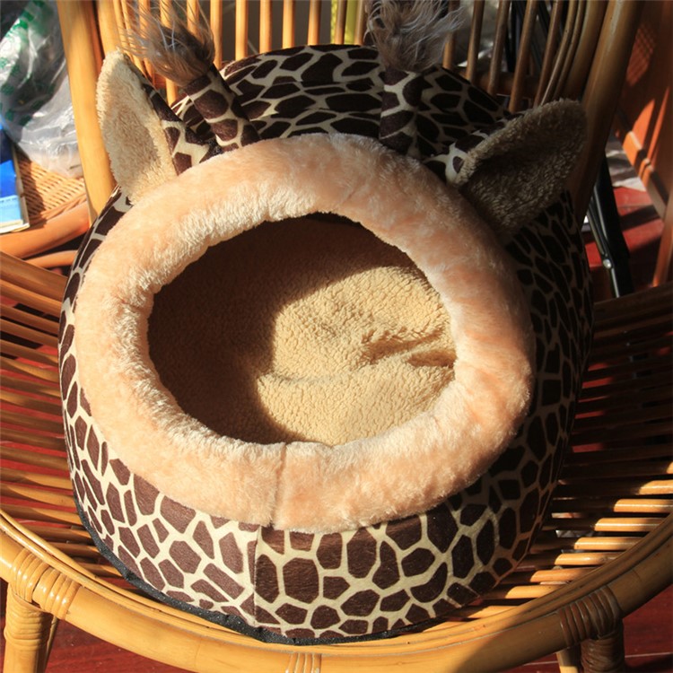 Cute Deer Shape Cozy Dog Cat Pet Bed House Sleeping Cave with Removable Cushion (M Size)-1