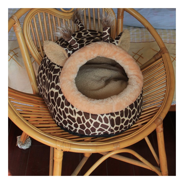 Cute Deer Shape Cozy Dog Cat Pet Bed House Sleeping Cave with Removable Cushion (M Size)-5