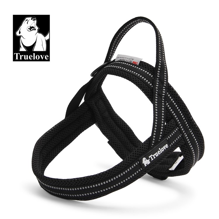 TURELOVE Soft Mesh Padded Nylon Dog Harness Vest with 3M Safety Reflective - Size: M / Black-1