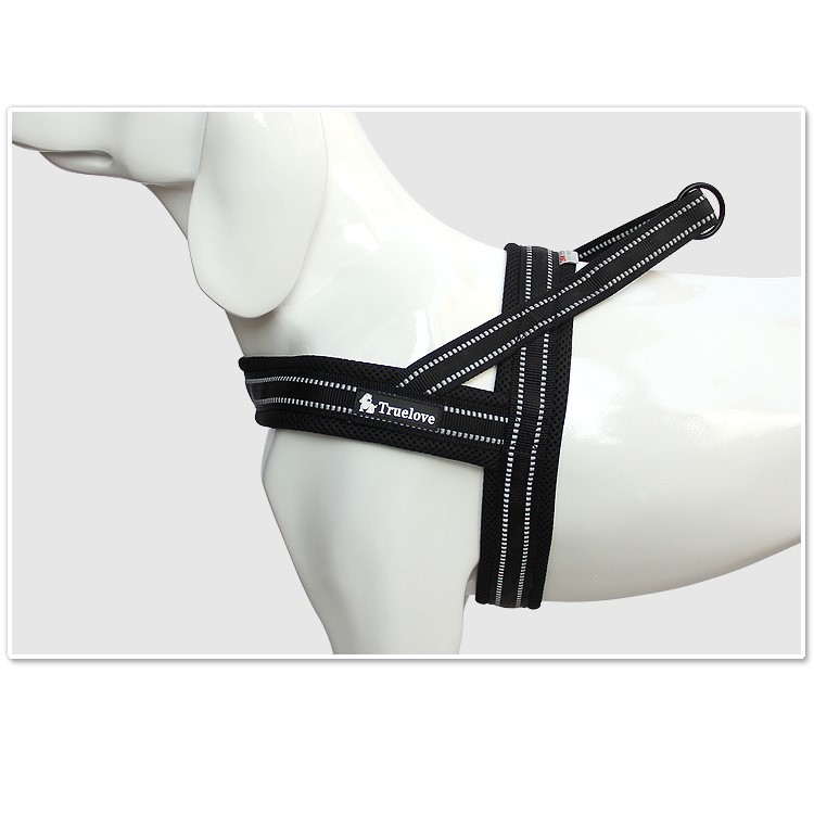 TURELOVE Soft Mesh Padded Nylon Dog Harness Vest with 3M Safety Reflective - Size: M / Black-4
