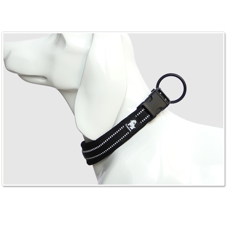 TRUELOVE Nylon Mesh Adjustable Pet Puppy Collar - Black / M Size-3