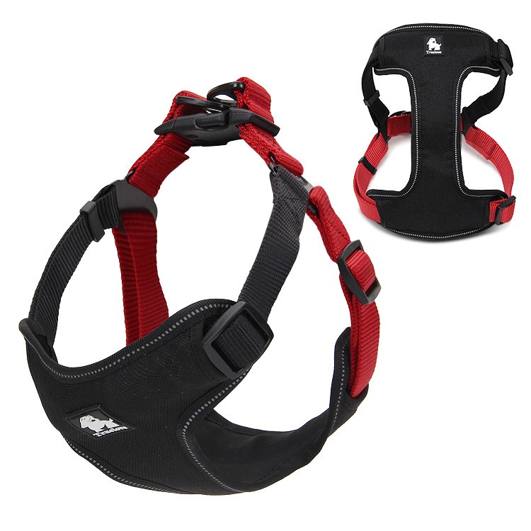 TURELOVE Best Front Range Dog Harness 3M Reflective Pet Vest - Size: S, Black / Red-1
