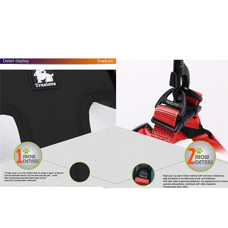 TURELOVE Best Front Range Dog Harness 3M Reflective Pet Vest - Size: S, Black / Red-4